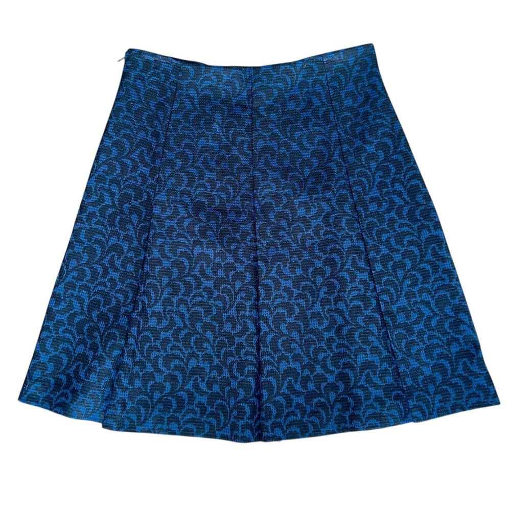 LOFT A-Line Skirt Jacquard Knee Length Pleated - Picture 2 of 7